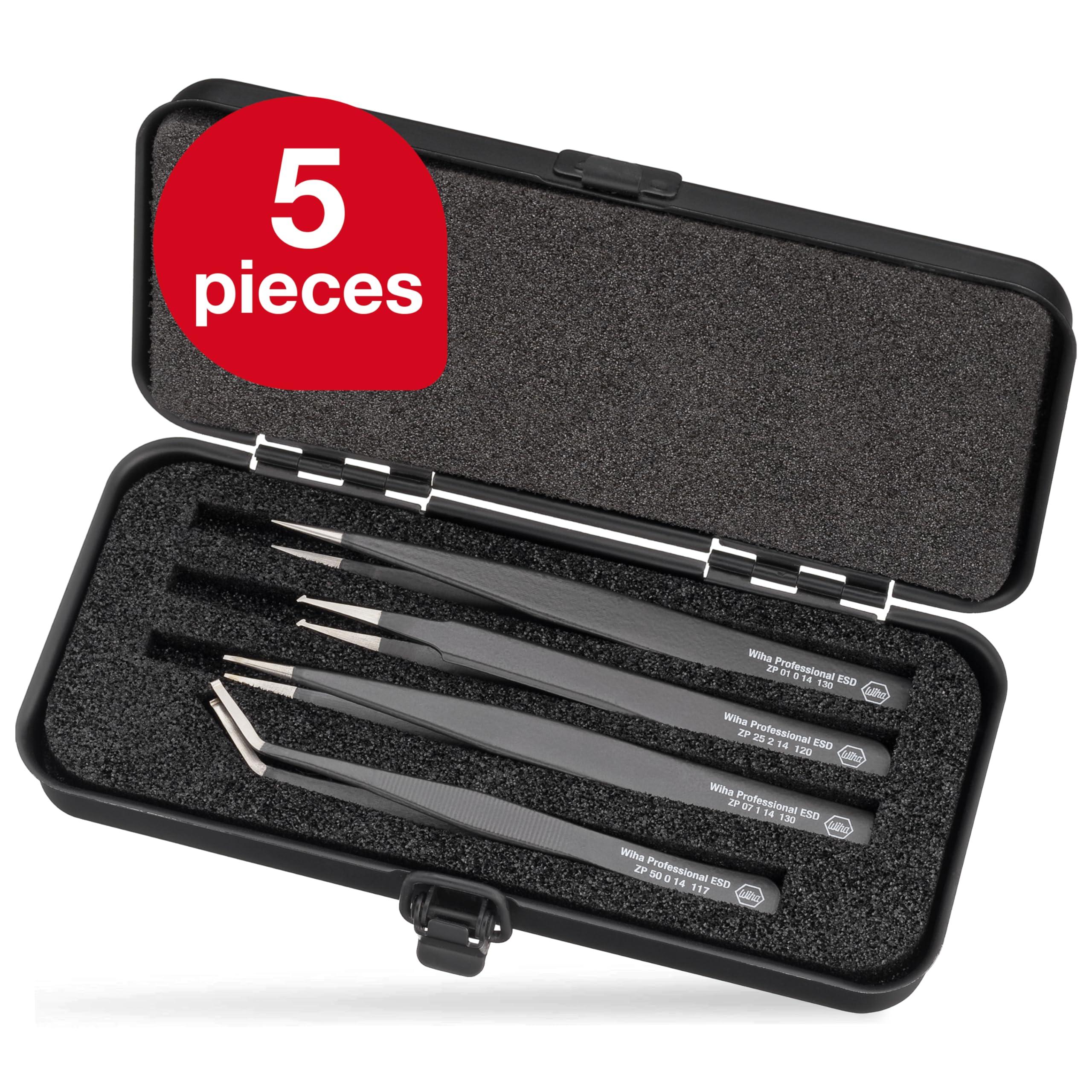Wiha 32349 Professional ESD SMD Tweezer Set, 4 Piece