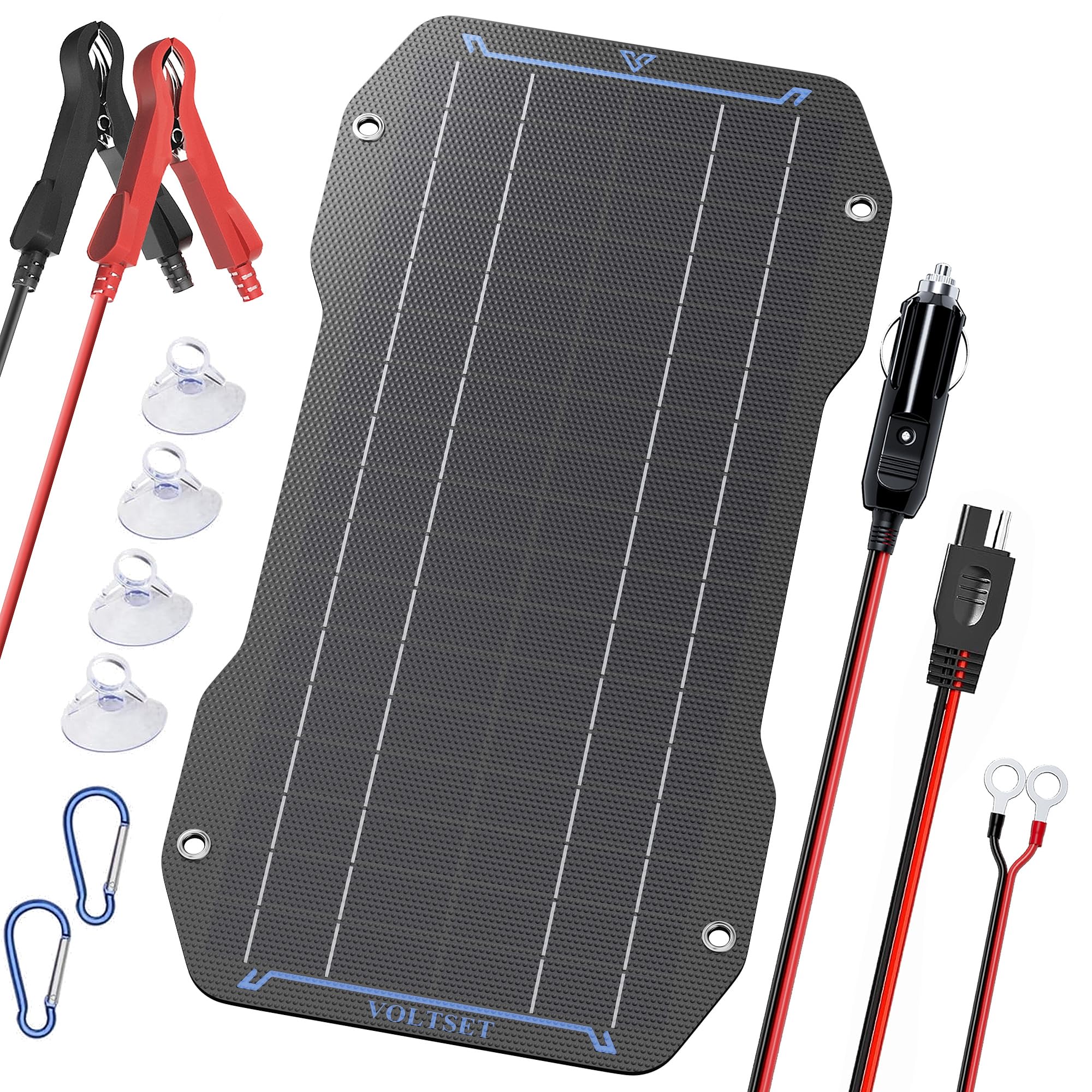 Photo 1 of Voltset 10W 12V Solar Panel Kit Portable Solar Battery Charger Maintainer Waterproof Trickle Charger for Car Battery Boat Motorcycle RV