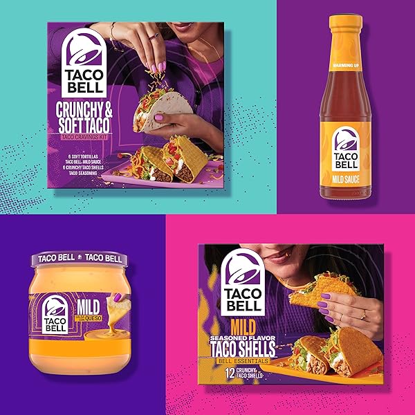 TACO BELL MILD SEASONED FLAVOR CRUNCHY TACO SHELLS, 12 CT, 4.8 OZ BOX