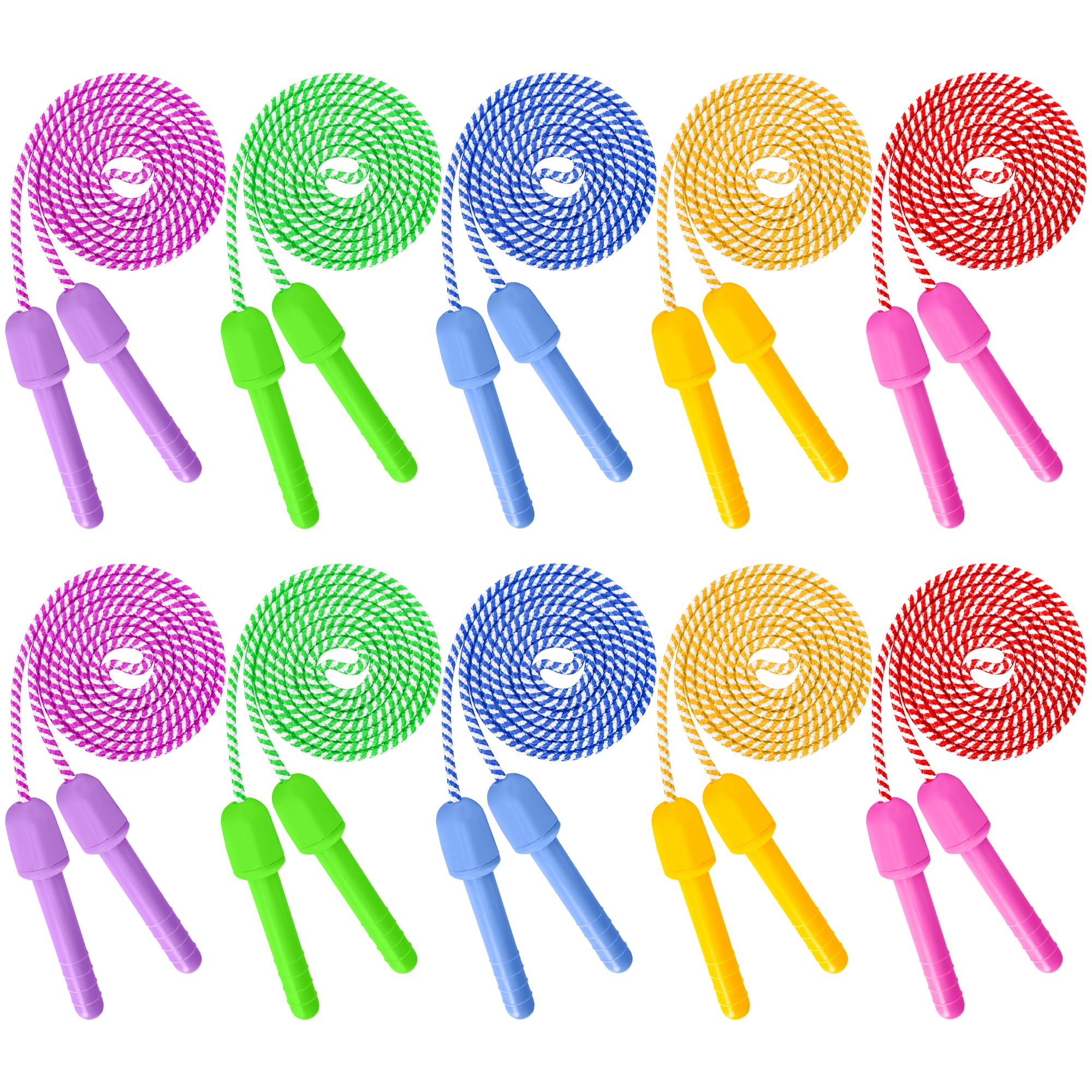 Photo 1 of 10 Pack Kids Jump Rope, Colorful Nylon Skipping Ropes for Children, 7.87FT Adjustable Length, 5.51IN Handles, Lightweight Skipping Ropes Set for Indoor & Outdoor Play Fitness School Activities