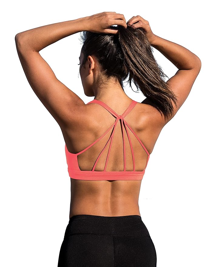 icyzone Yoga Sport-BH Damen Bustier mit Gepolstert - Atmungsaktiv Ohne Bügel Sports Bra Top