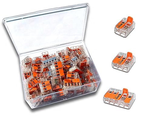WAGO Klemme (100 Stück) Set Sortiment Serie Compact 221-412 | 221-413 | 221-415 in praktischer Klarsichtdose (100)