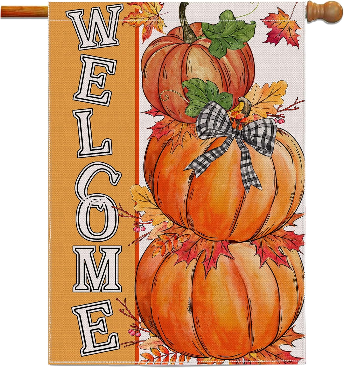 Flags - Fall Flag 28 X 40 Double Sided Large Fall Garden Flag Thanksgiving Welcome Fall House Flag for Outdoor Yard Outside Thanksgiving Autumn, Farmhouse Pumpkin Garden Fall Decor Welcome Sign