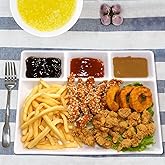 Cinf Divided Ceramic Plate Compartments Sauce Dishes Serving Saucers Bowl Quadrant Shaped Dinner Luncheon Salad Pigment tray Snacks