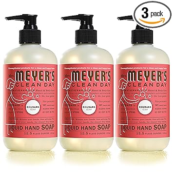 Mrs Meyers Hand Soap, Rhubarb, 12.5 Fluid Ounce (Pack of 3)