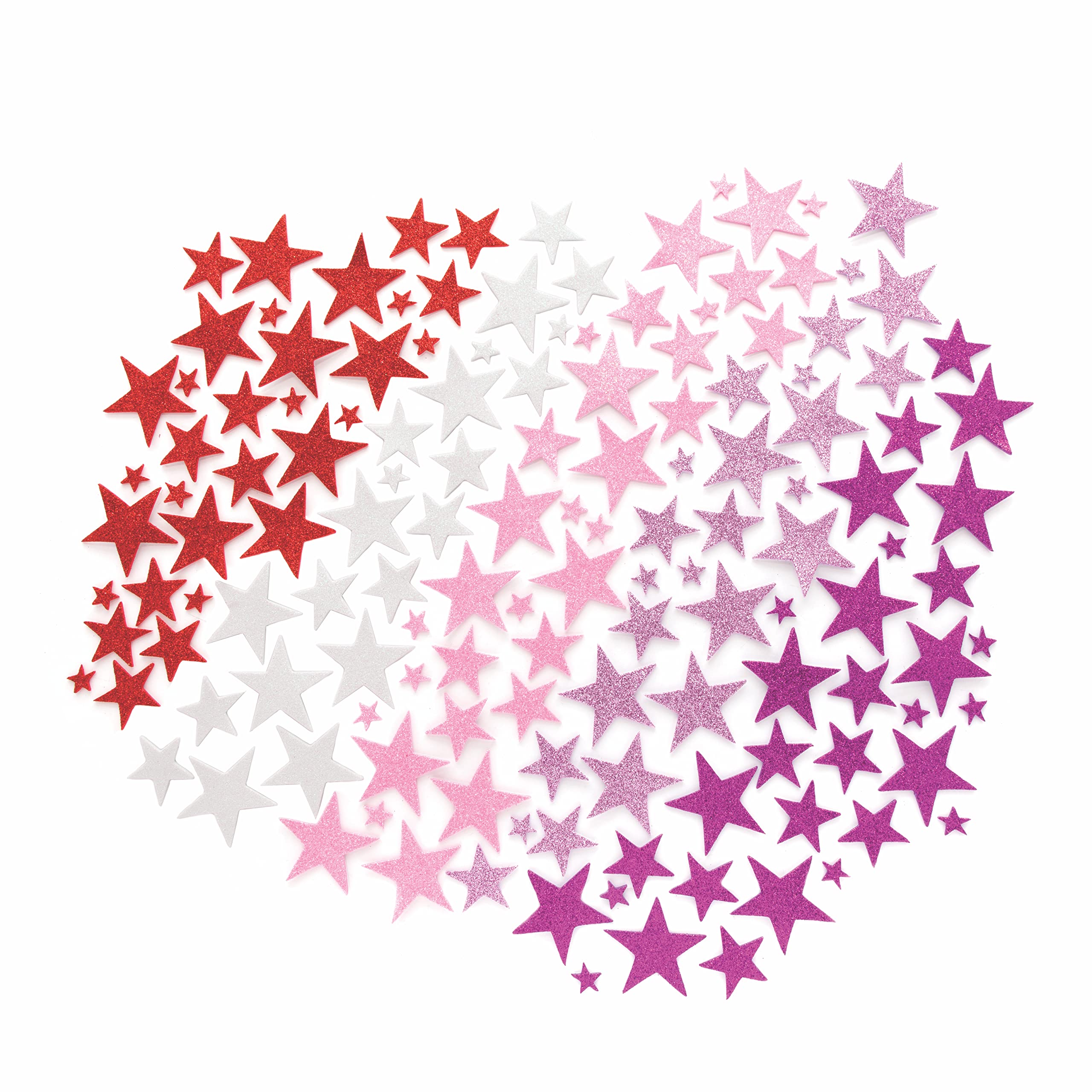 Baker Ross AX670 Glitter Star Stickers - Pack of 200, Foam Self-Adhesives, Perfect for Children to Decorate Collages and Crafts, Ideal for Schools, Craft Groups, Party Crafting, Home