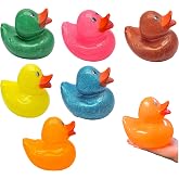 Large 6" Tall Glitter Rubber Duckies (One Random Color Duck) Collectable Colorful Ducks Great for Dash Display and Bath Play (1 Pack)
