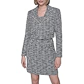 Karl Lagerfeld Womens Long Sleeve Embellished Tweed Cropped Jacket