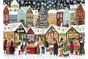 MINIWAN Christmas Market Joy 1000 Piece Puzzle for Adults, Fun Puzzles for Adults 1000 Pieces with HD Print & Poster, 27.5 * 19.7 in Dust Free, for Gifts Halloween Christmas Family Games Lovers