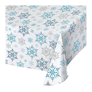 Creative Converting 317151 All Over Print Plastic Table cover, 54 x 102", Snowflake Swirls