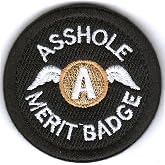 WZT Asshole Merit Badge Morale, Tactical Patch (Black) | Hook &amp; Loop Patch with Backing &ndash; Sew-on or attach to tactical gear, backpacks, caps, jackets, uniforms &amp; other gear.