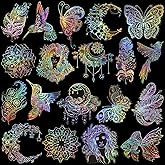 ARTSMONA 80 Pieces Large Size Holographic Stickers, Glitter Shiny Iridescent Transparent Resin Sticker Decals for Scrapbook Junk Journal Bullet Journals Planners Laptops Water Bottles Paper Crafts