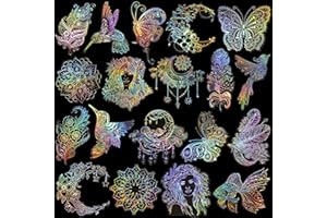 ARTSMONA 80 Pieces Large Size Holographic Stickers, Glitter Shiny Iridescent Transparent Resin Sticker Decals for Scrapbook Junk Journal Bullet Journals Planners Laptops Water Bottles Paper Crafts