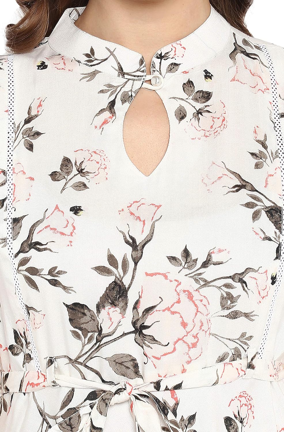 janasya women's rayon floral print flared gown