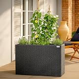Casaria Flower Box 4 Inner Pots Polyrattan Rectangular Planter Black view 6