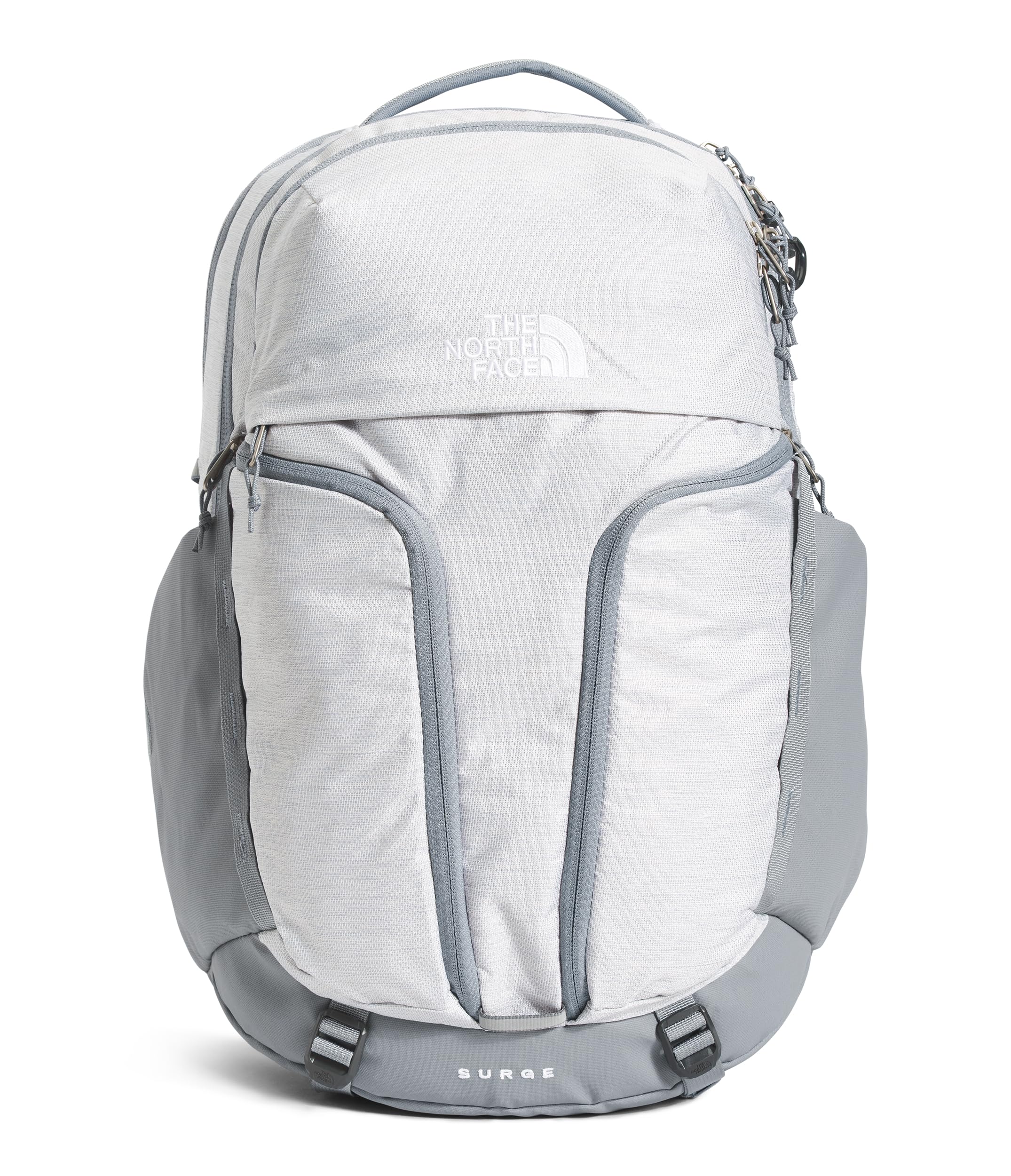 The North Face Women's Surge Commuter Laptop Backpack | Everyday Travel Bag with 16" Laptop Sleeve, Water-Repellent Finish, Women-Specific Fit, TNF White Metallic Mélange/Mid Grey-NPF, One Size Image