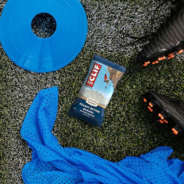 CLIF BAR – PEANUT BUTTER BANANA WITH DARK CHOCOLATE FLAVOR – MADE WITH ORGANIC OATS – 10G PROTEIN – NON-GMO – PLANT BASED – ENERGY BAR – 2.4 OZ.