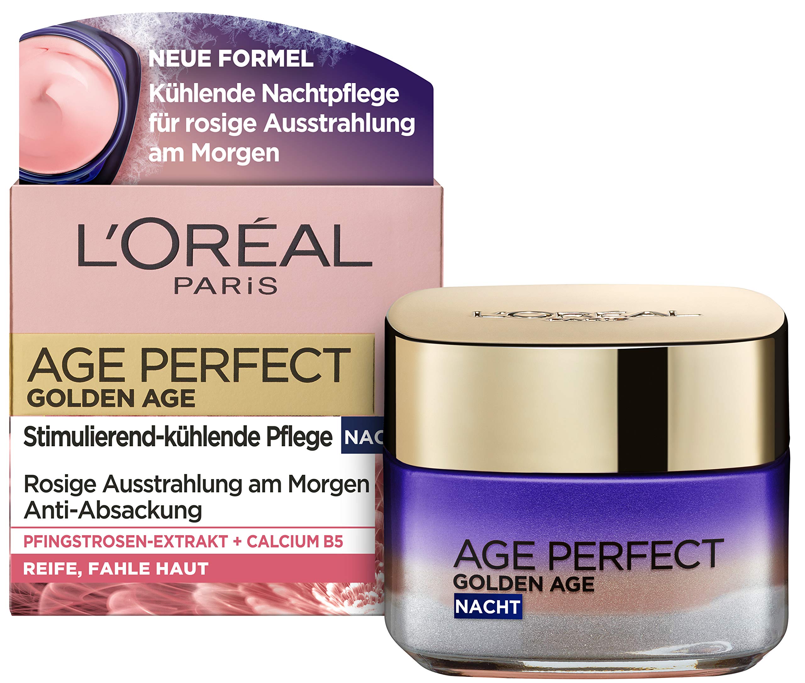 L'Oréal Paris Age Perfect Golden Age Anti-Ageing Face Care, Firming and Shine, for Mature and Wait Skin, with Peony Extract, 50 ml