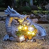 RCTTICUU Solar Dragon Garden Statues Outdoor Decor, Resin Dragon Figurine with Succulent and 6 LED Lights Lawn Patio Balcony Art Decoration,Housewarming Birthday Gifts for Grandma Mom Women