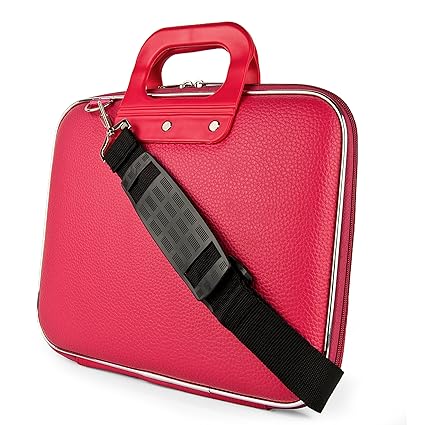 SumacLife Cady Collection Carry Bag Briefcase with Removable Shoulder Strap for Nexian Chromebook 11.6in Laptop (Hot Pink)