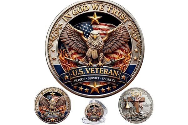 1776-2026 Patriotic Collectible Coin, Double-Sided Eagle Style Challenge Token, Decorative Keepsake Gift for Collectors, Veterans and Display Cases (1PC)
