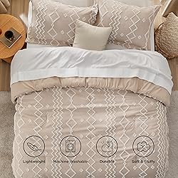 Bedsure Boho Tufted Comforter Set Full - Warm Sand