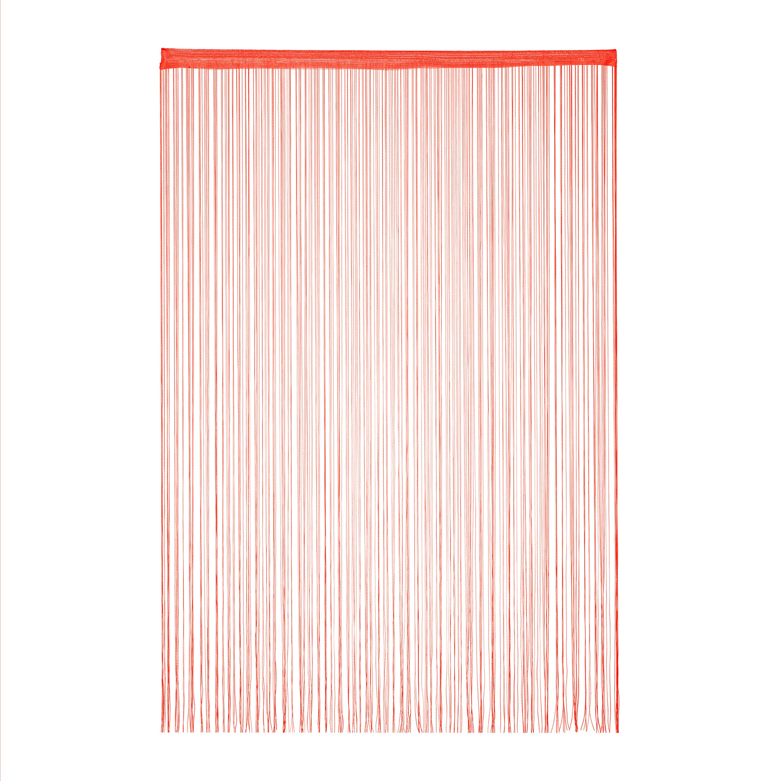 Relaxdays String Curtain, Pull-Through, can be Shortened, for Doors & Windows, Decorative, Washable, 90x245 cm, Red
