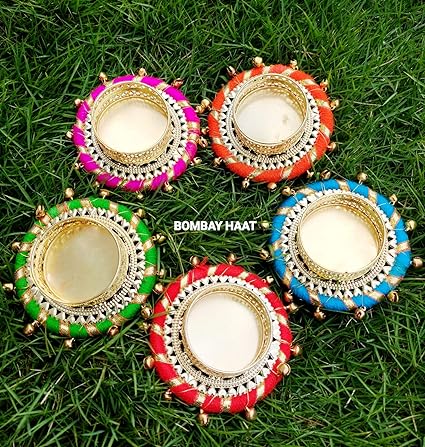 Bombay Haat Set of 5 Vibrant and Colorful Tealight Candle Holder/Diwali Diya Set for Home Decor/Diwali Gift/Diwali Decoration/Corporate Gift for Diwali