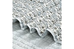 Ridhi Cotton Reversible Quilt Hand Block Printed Queen 90 x 96 Baby Blue Eyes Soft Lightweight Blanket for Sofa Couch & Bed Décor Lightweight Soft Breathable Handmade