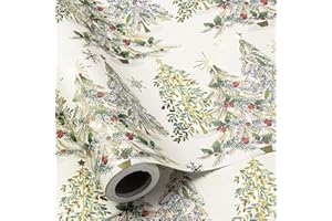 RUSPEPA RUSEPEA Luxury Christmas Tree Wrapping Paper Roll, Mini Roll, Elegant Gold Foil Xmas Tree Gift Wrap Paper for Holiday Gifts, Party, DIY Crafts (17in x 16.4ft)
