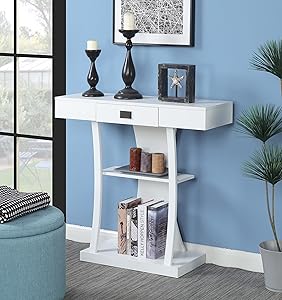 Convenience Concepts 111960W Newport Harri Console Table, White