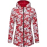 RISISSIDA Women Reversible Floral Print Jacket Hooded Spring Fall Fashion, Casual Lightweight Waterproof Thin Transition Coat