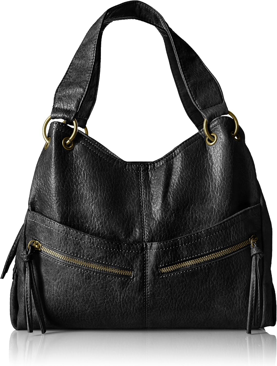 Bueno of California Antique Pebble Soft Faux Leather Tote, Black Amazon.ca Clothing & Accessories