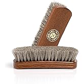Premium Shoe Brush - Horsehair Shoe Brush - Concaved Handle for Premium Grip, Brown