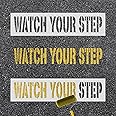 2pcs Watch Your Step Stencils, 22.83x5.51 inch Watch Your Step Signs Reusable Letter Stencils Paint Stencils Warning Sign Stencil Safety Stencils for Walls Floors Stairs