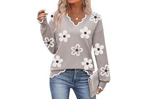 Zeagoo Women's 2025 Fall V Neck Sweater Casual Long Sleeve Ribbed Knit Pullover Sweaters Dressy Casual Tops