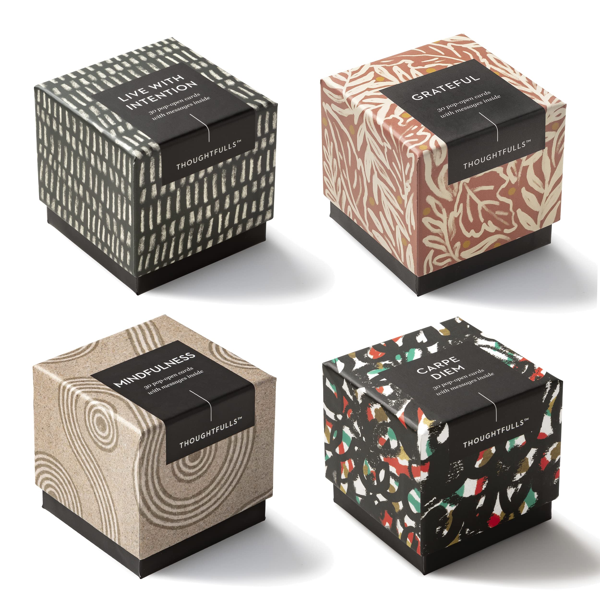 Compendium ThoughtFulls Pop-Open Cards – 4-Pack of Grateful, Live with Intention, Mindfulness, Carpe Diem – 120 Pop-Open Cards, Each with a Different Message Inside