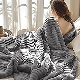Bedsure GentleSoft Frost Gray Fleece Blanket for Couch - Cozy Soft Blankets for Women, Cute Small Throws for Girls, 50x60 Inches