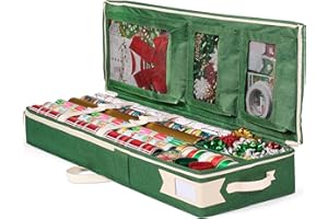Little ELF Premium Wrapping Paper Storage Organizer, Easy to Carry, 6 Individual Pockets for Christmas Gift Wrap Supplies, Lightweight and Sturdy