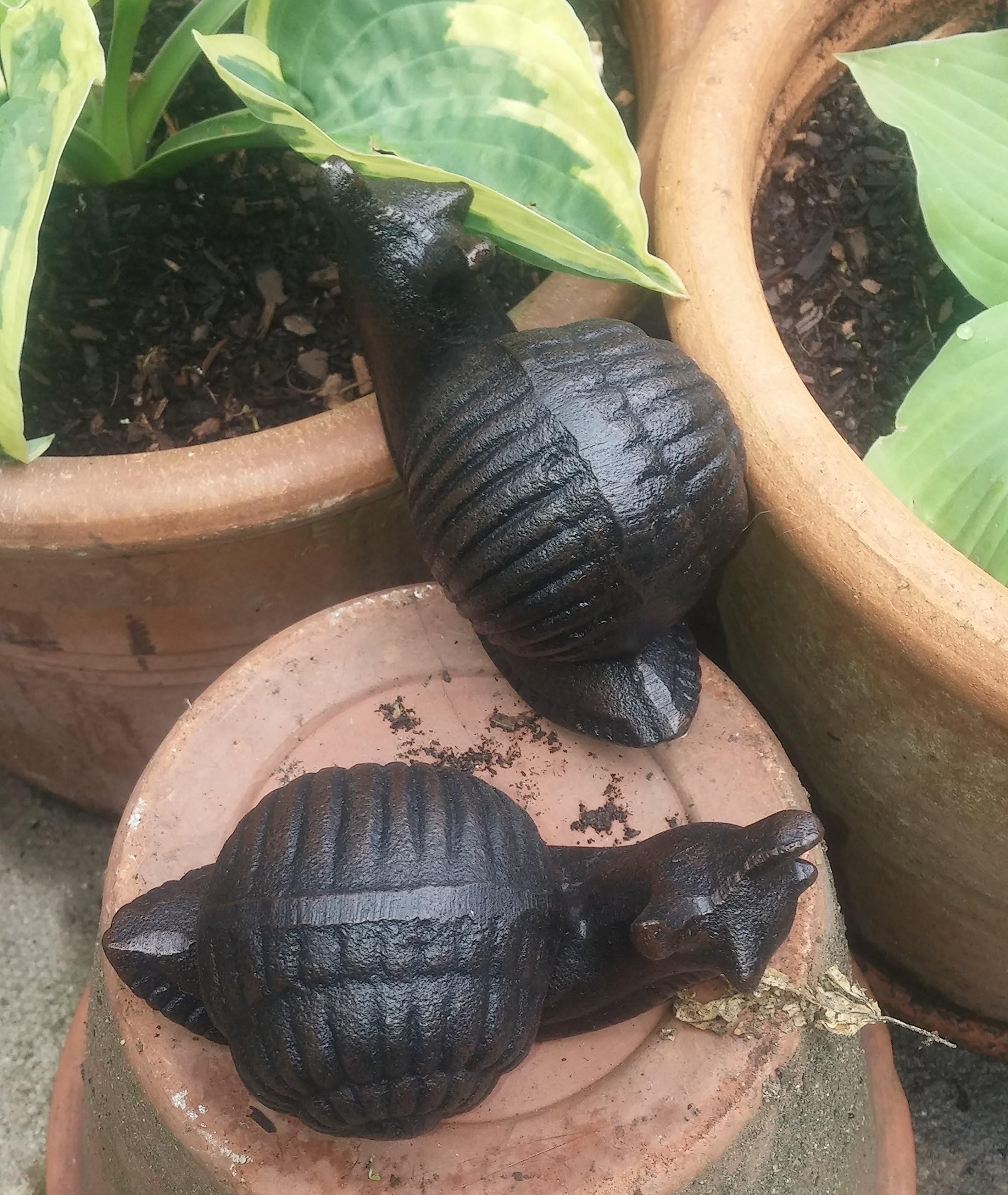 Farm and Garden Charming set of two cast iron Snail ornaments - ideal for the garden and as a decorative item!