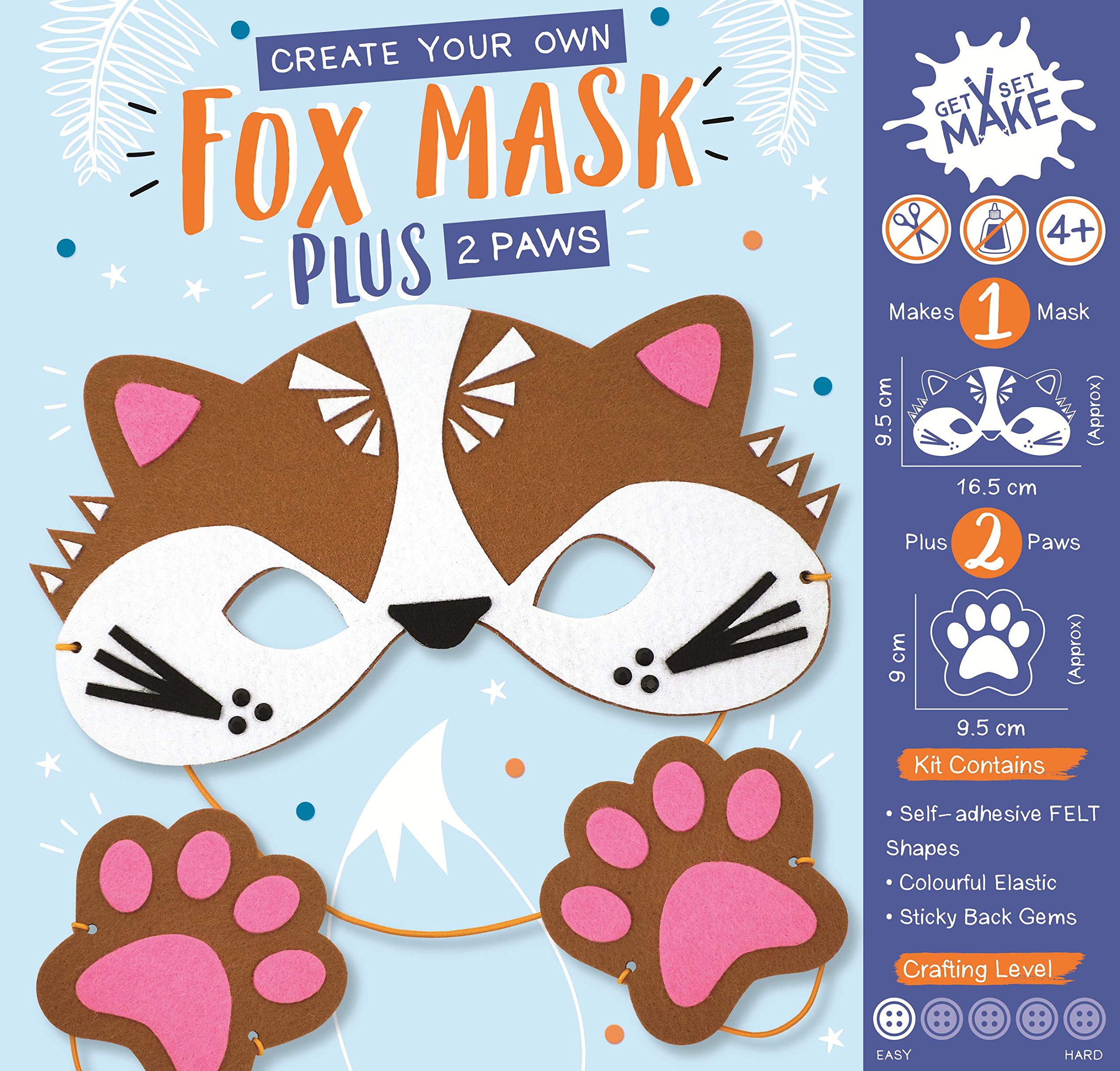 Express Yourself MIP Get Set Make Create Your Own Felt Fox Mask and Paws Kids Craft Kit for Kids GSET009