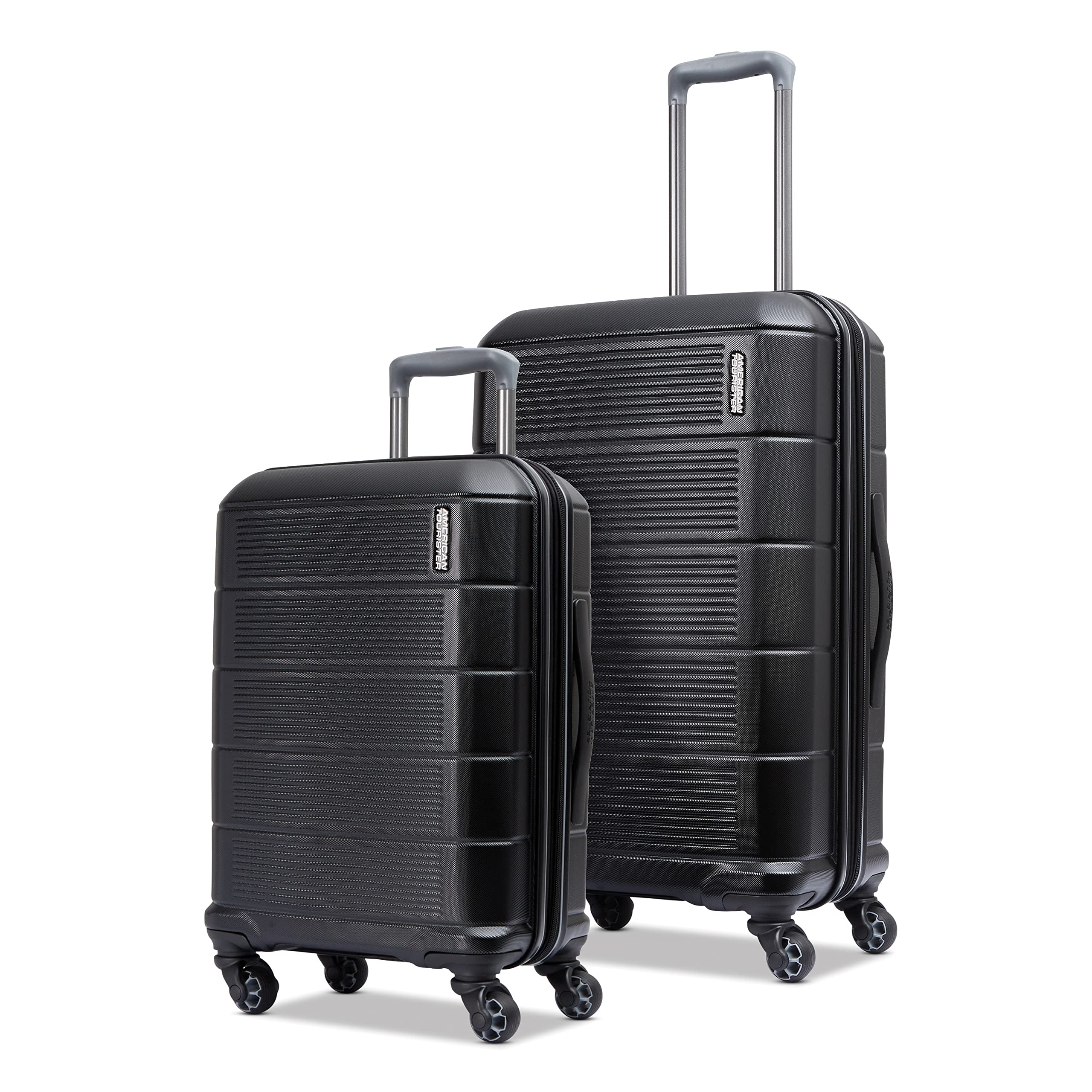 American Tourister Stratum 2.0 Hardside Expandable Luggage with Spinners, Jet Black, 2PC SET (Carry-on/Medium) Image