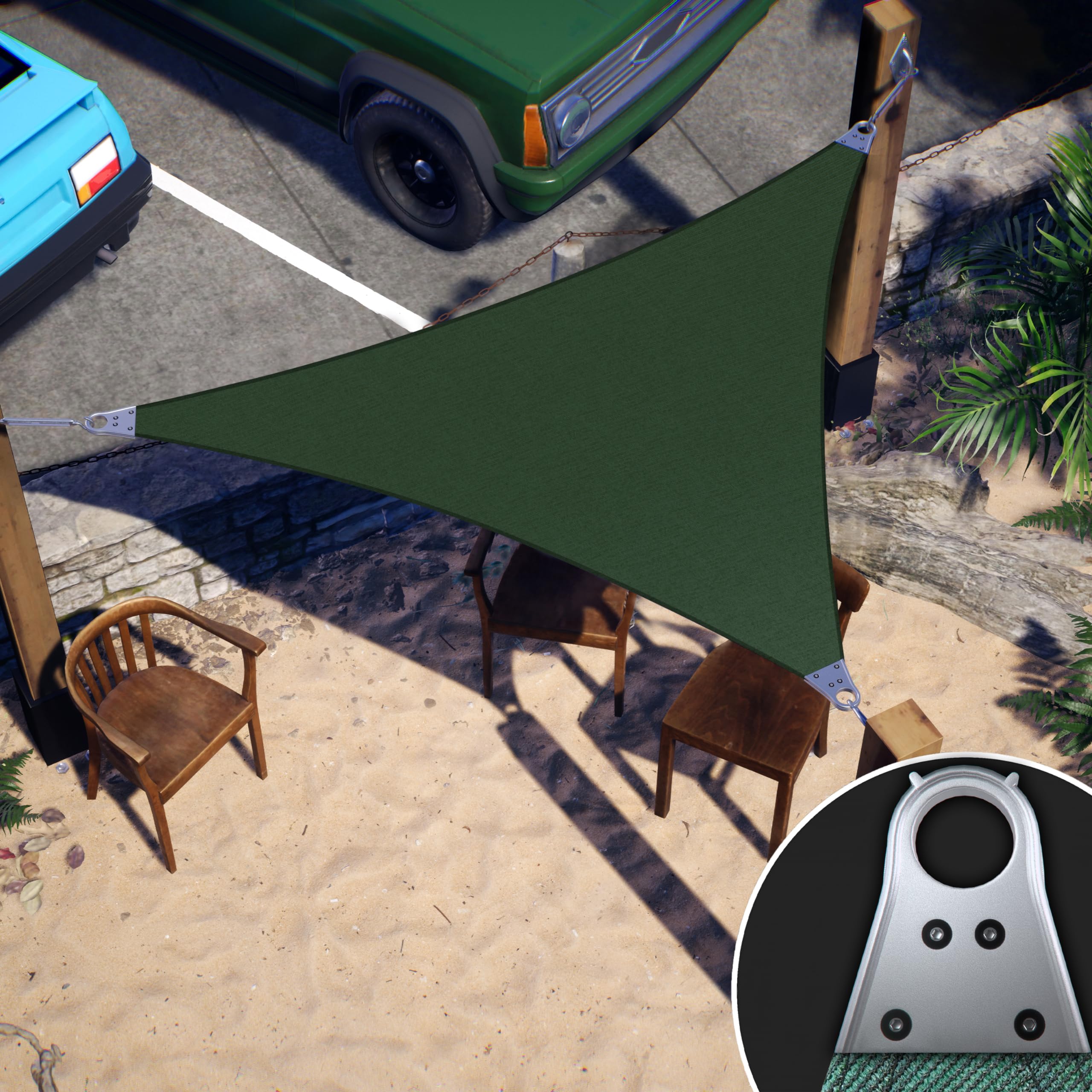 Photo 1 of ColourTree Super Ring 18' x 18' x 18' Green Triangle Sun Shade Sail, Commercial Grade UPF50 Canopy, Reinforced Corners & Edges, 260 GSM Fabric Heavy Duty -3 Years Warranty (We Make Custom Size)
