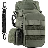 ONETIGRIS Tactical MOLLE Water Bottle Holder 40-64oz with Phone Pocket | Half Gallon Compatible,Dual Metal D-Rings,Paracord Handle &amp; Side Grip Dual Carry,Front Zip Pocket,MOLLE Webbing