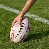 Ram Rugby Squad Trainer Rugby Ball Size 5 – Hand Stitched 3-Ply, 3D Grip view 4