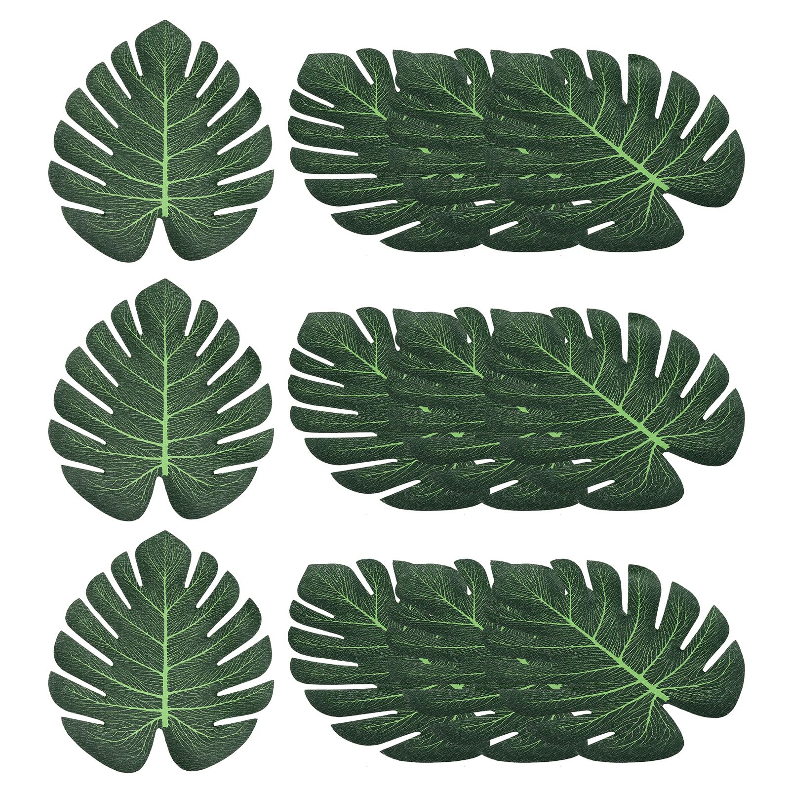 PATIKIL 7" Green Palm Leaves, 24 Pack Artificial Palm Leaves Faux Palm Fronds Fake Palm Leaf Simulation Tree Leaves for Home Hawaiian Jungle Beach Party, Style 19