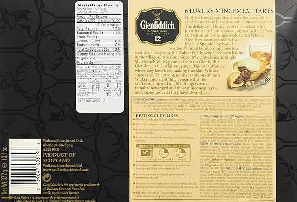 WALKER’S SHORTBREAD GLENFIDDICH HOLIDAY MINCEMEAT TARTS, LUXURY HOLIDAY TREAT, 13.1 OZ (PACK OF 2)