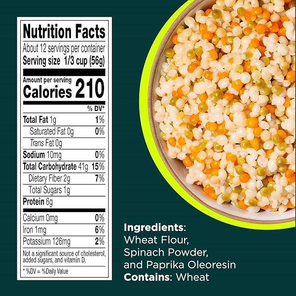 RICESELECT TRI-COLOR PEARL COUSCOUS, SPINACH AND PAPRIKA FLAVORED PREMIUM TOASTED ISRAELI-STYLE WHEAT COUSCOUS, NON-GMO, CERTIFIED KOSHER, 24.5OZ JAR (PACK OF 1)