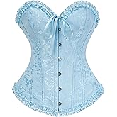 Vrapo Bustier Corset Top for Women | Overbust Lace Up Waist Cincher Shapewear Lingerie
