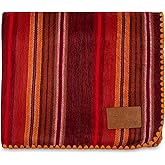 QISU Alpaca Wool Blanket Throw | Large, Beautiful, Warm, Variegated | 85 x 65 inches | Ultra-Soft, Hypoallergenic and Breathable | Non-Itchy or Scratchy Fabric (Pink/Red Variegated)